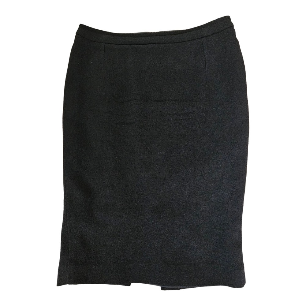 Andrew GN Black Wool Straight Knee Length Pencil Skirt Size Medium
